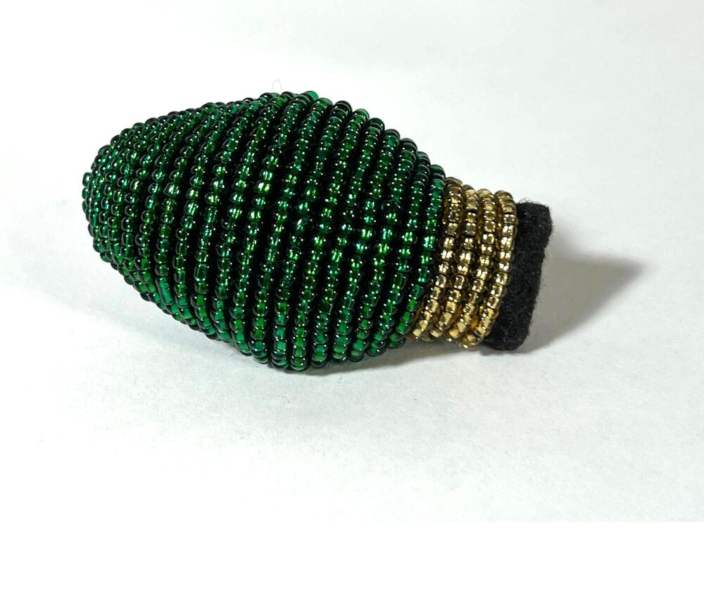Vintage Hallmark Green Pin Christmas Beaded Fabric Light Bulb Holiday Stuffed